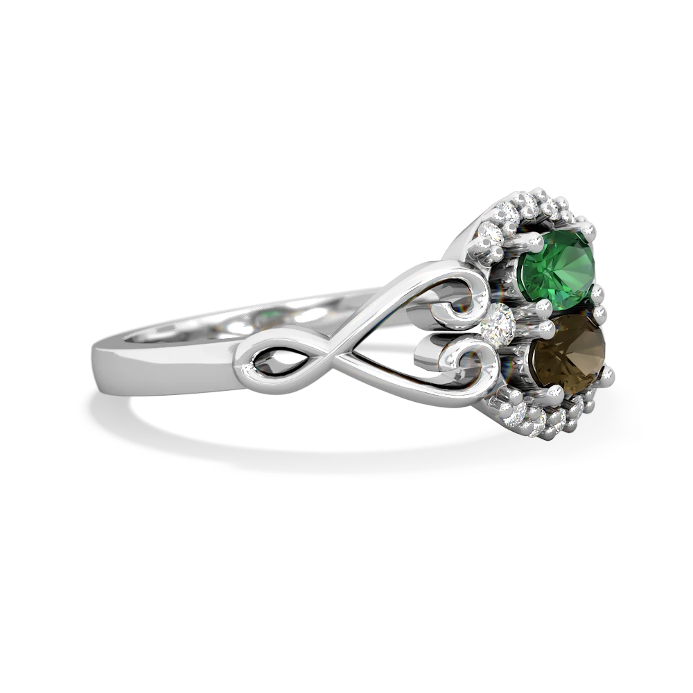 Lab Emerald Love Nest 14K White Gold ring R5860