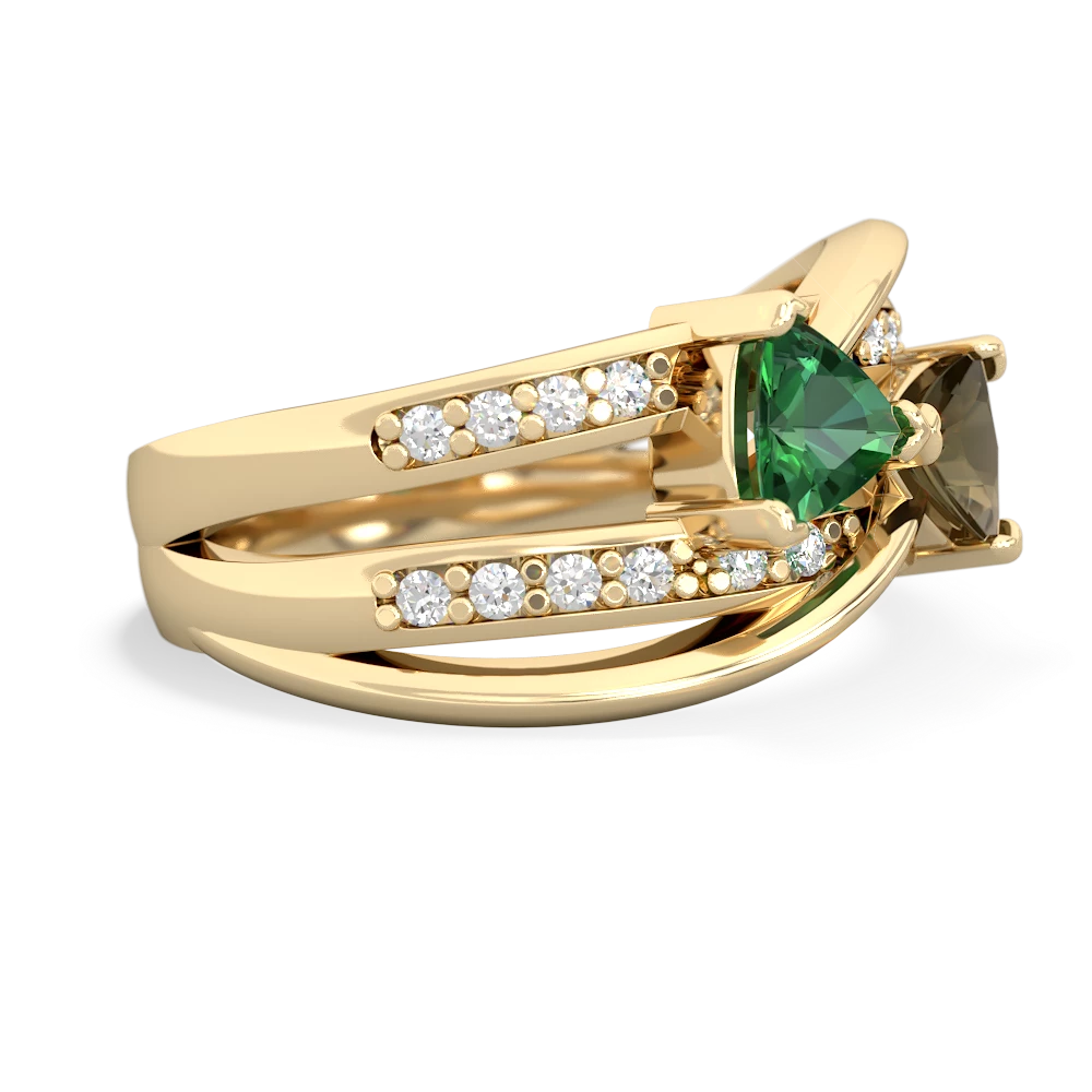 Lab Emerald Bowtie 14K Yellow Gold ring R2360