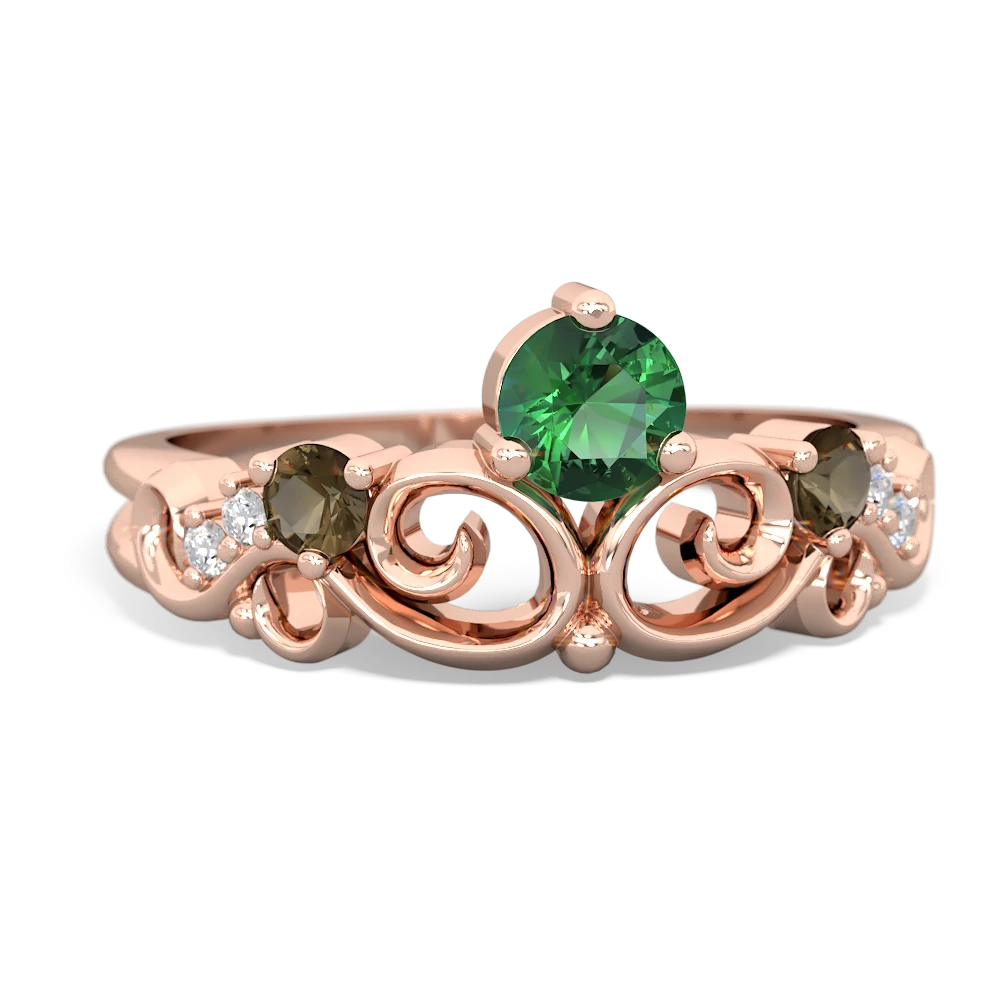 Lab Emerald Crown Keepsake 14K Rose Gold ring R5740