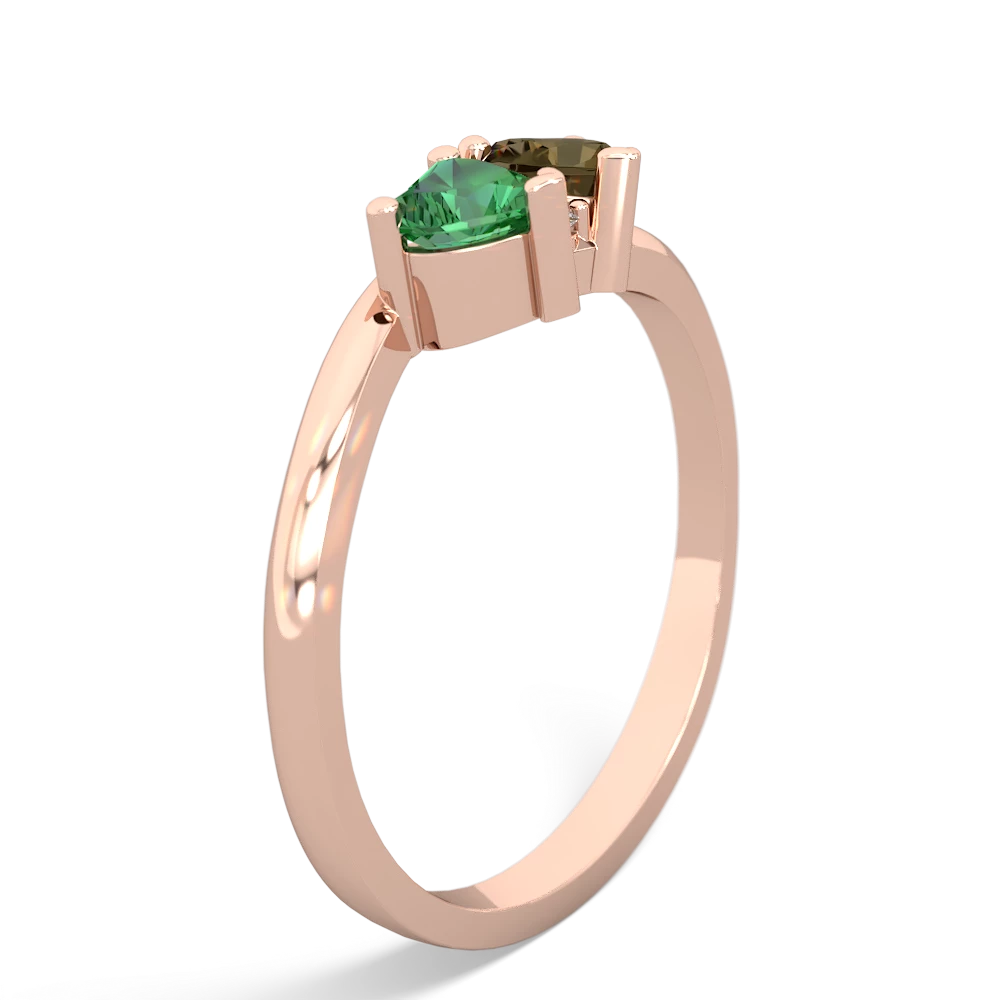 Lab Emerald Sweethearts 14K Rose Gold ring R5260