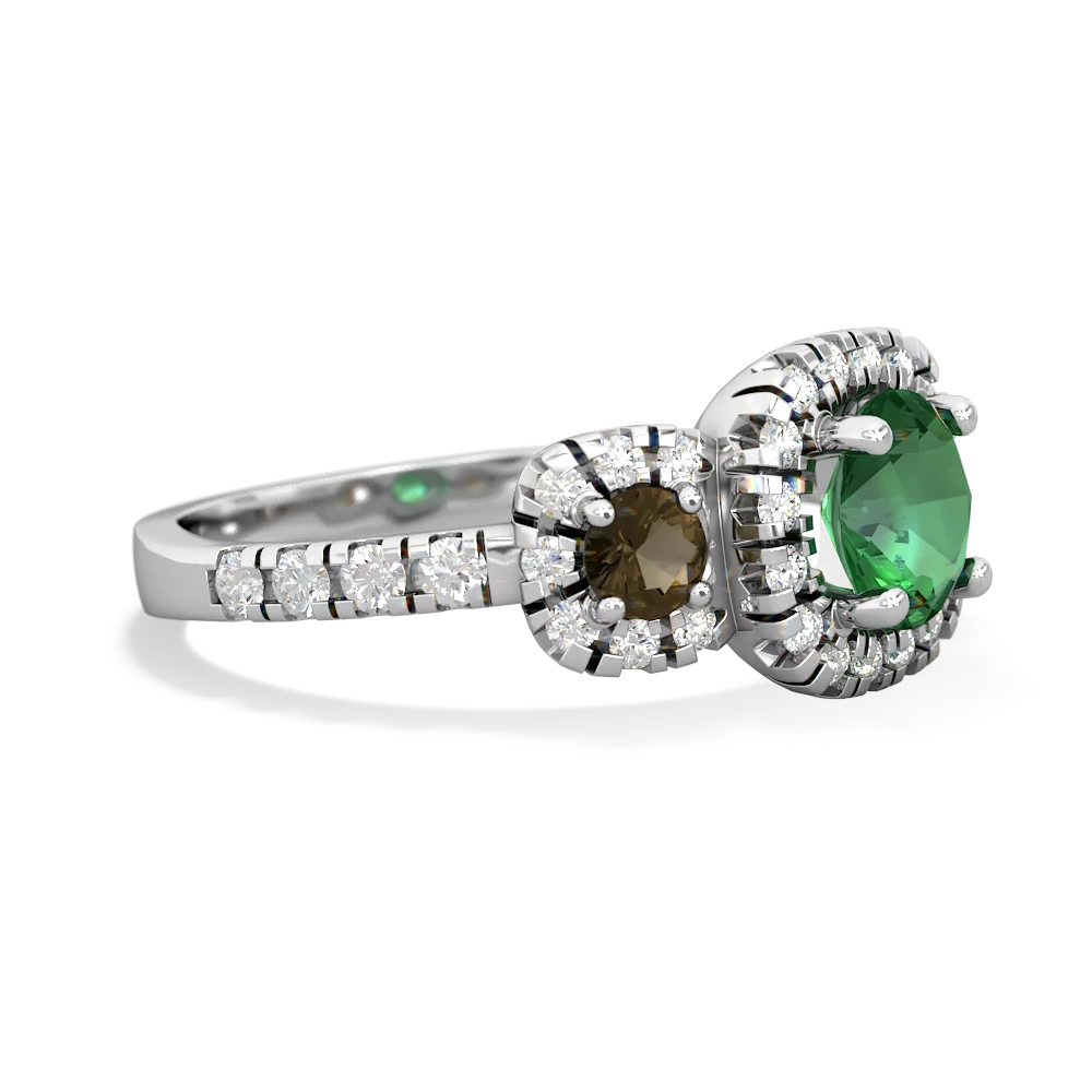 Lab Emerald Regal Halo 14K White Gold ring R5350