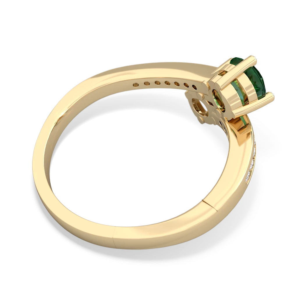 Lab Emerald Channel Set Two Stone 14K Yellow Gold ring R5303