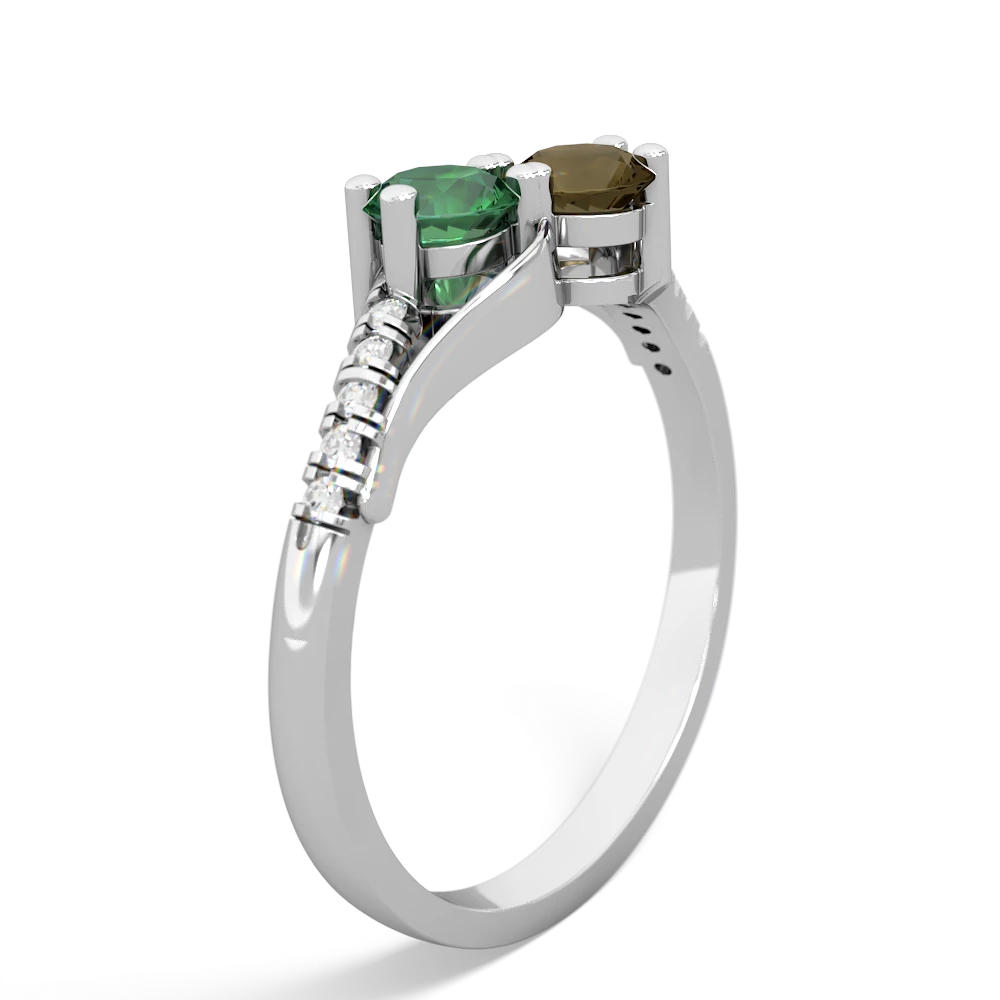 Lab Emerald Infinity Pave Two Stone 14K White Gold ring R5285