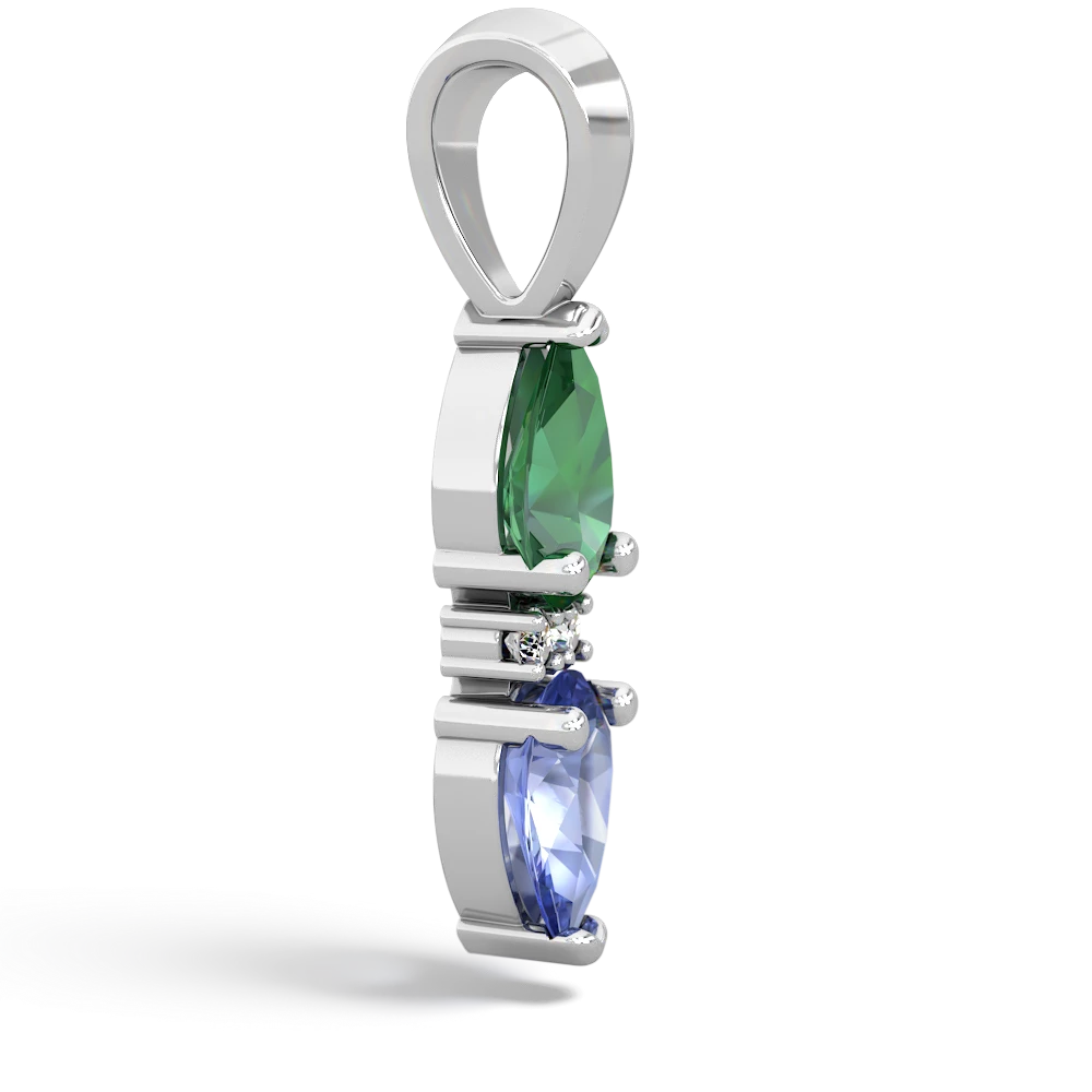 Lab Emerald Bowtie Drop 14K White Gold pendant P0865