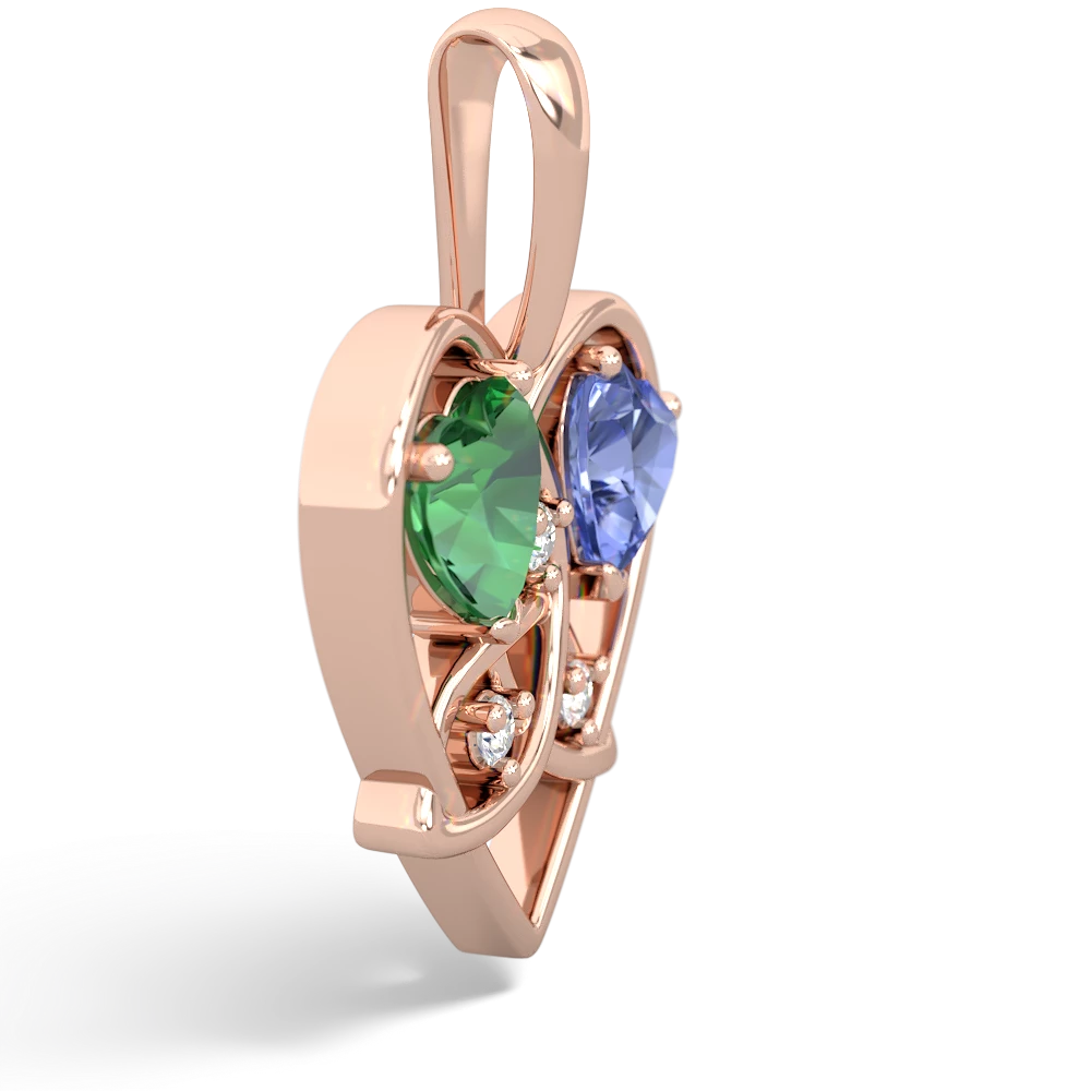 Lab Emerald Celtic Trinity Heart 14K Rose Gold pendant P5331