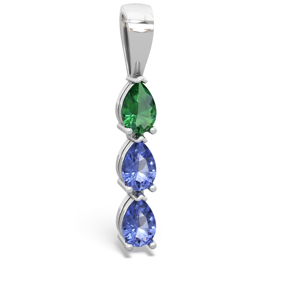 Lab Emerald Dew Drops 14K White Gold pendant P2251