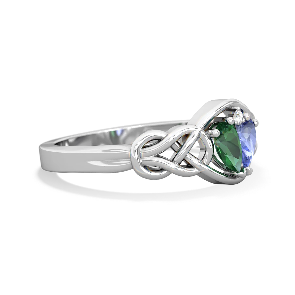 Lab Emerald Celtic Love Knot 14K White Gold ring R5420