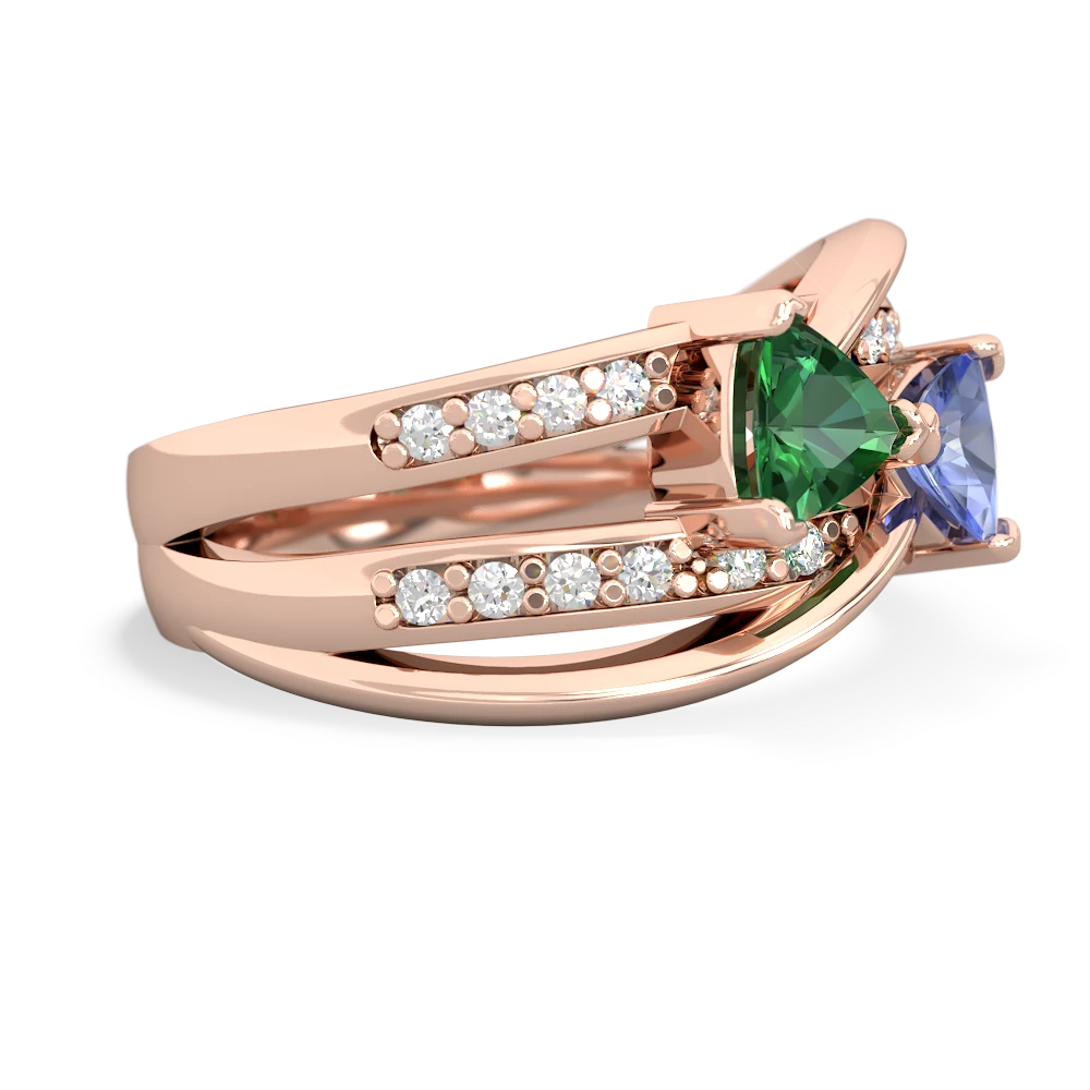 Lab Emerald Bowtie 14K Rose Gold ring R2360