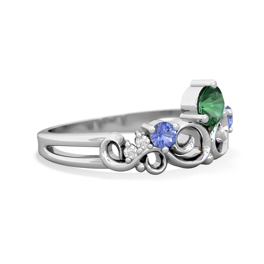 Lab Emerald Crown Keepsake 14K White Gold ring R5740