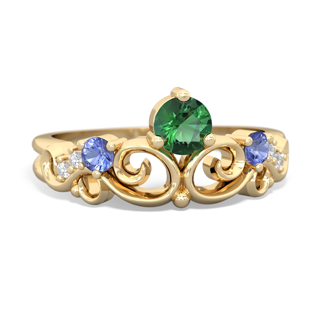 Lab Emerald Crown Keepsake 14K Yellow Gold ring R5740