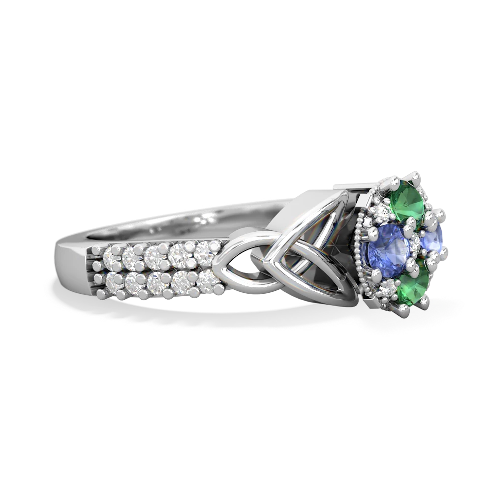 Lab Emerald Celtic Knot Cluster Engagement 14K White Gold ring R26443RD