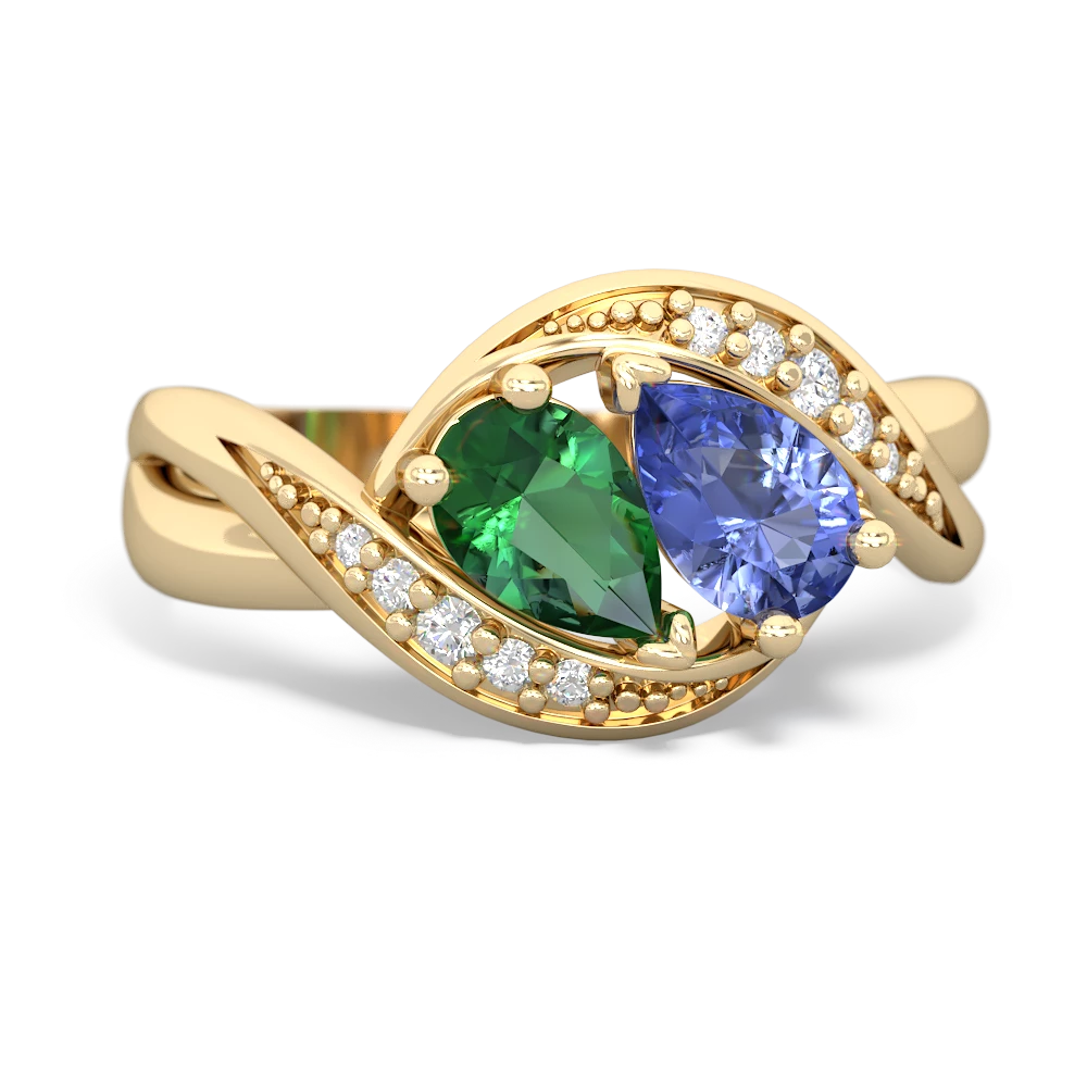 Lab Emerald Summer Winds 14K Yellow Gold ring R5342