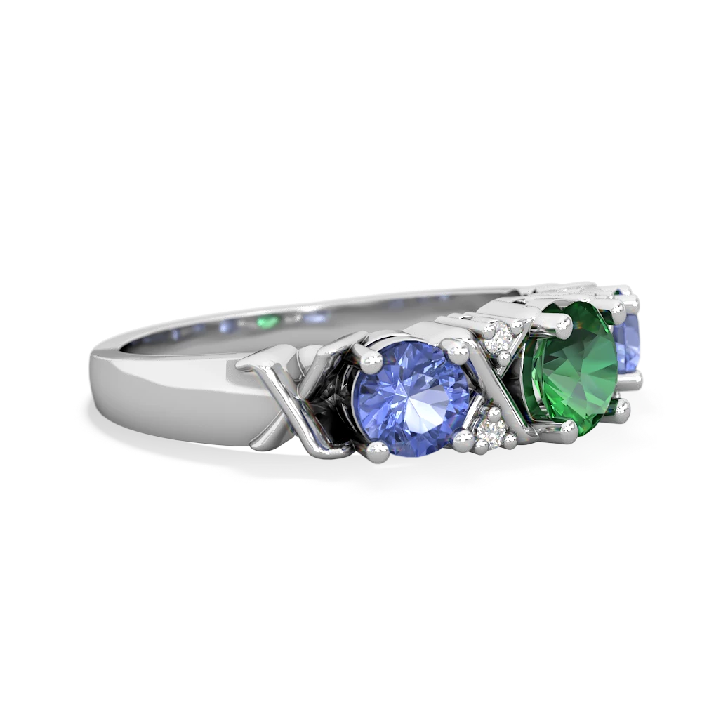 Lab Emerald Hugs And Kisses 14K White Gold ring R5016