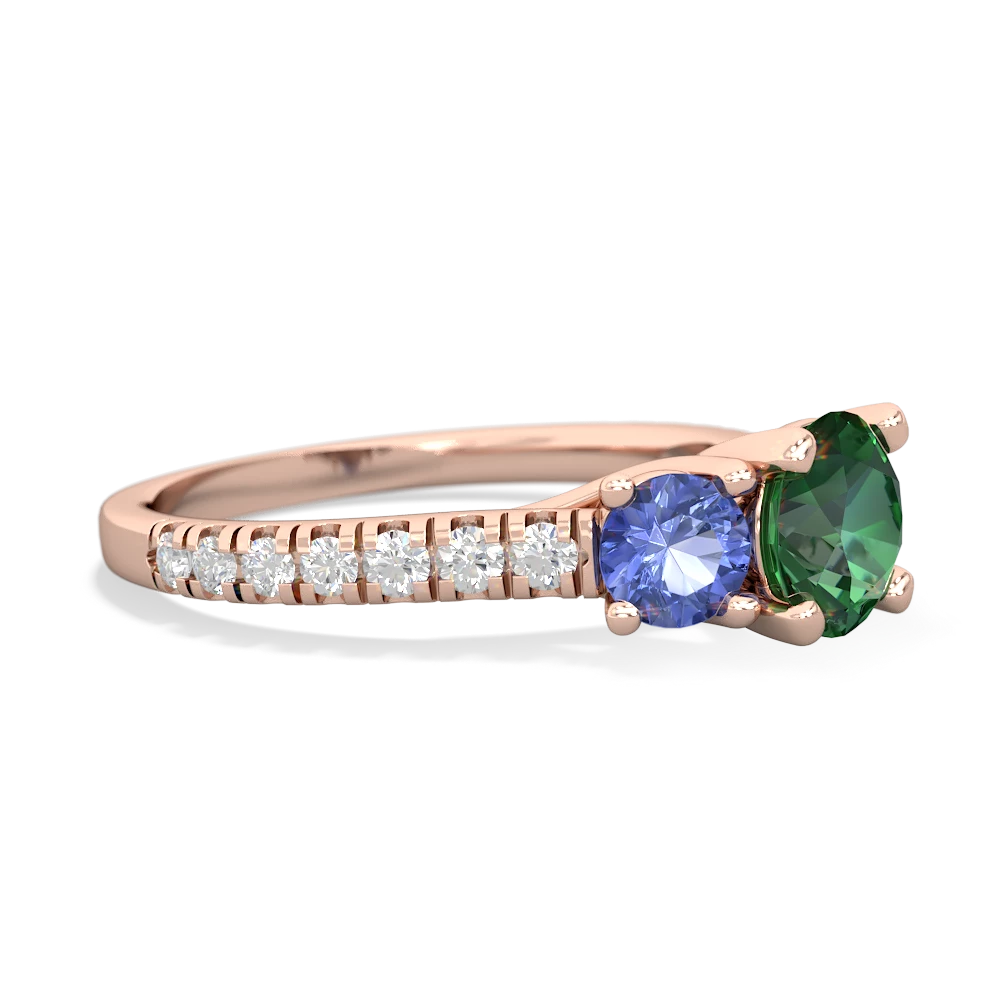 Lab Emerald Pave Trellis 14K Rose Gold ring R5500