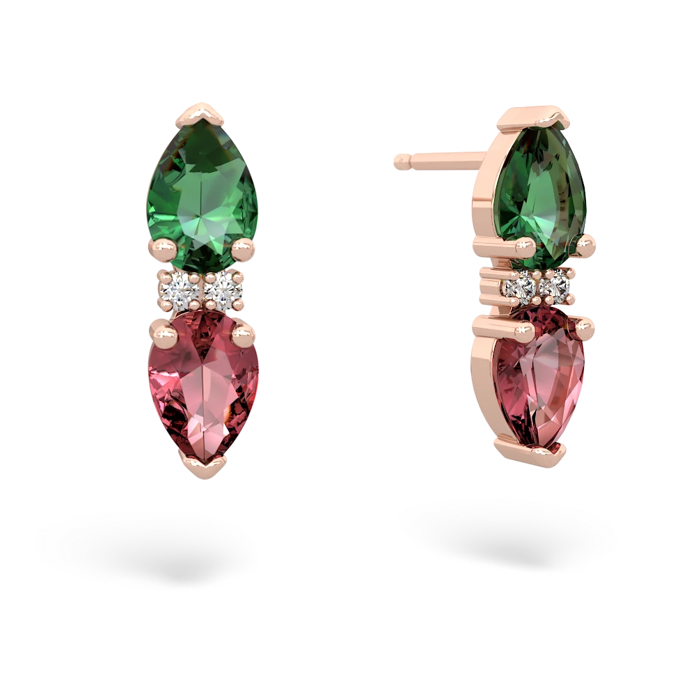 Lab Emerald Bowtie Drop 14K Rose Gold earrings E0865