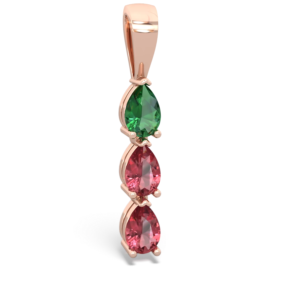 Lab Emerald Dew Drops 14K Rose Gold pendant P2251