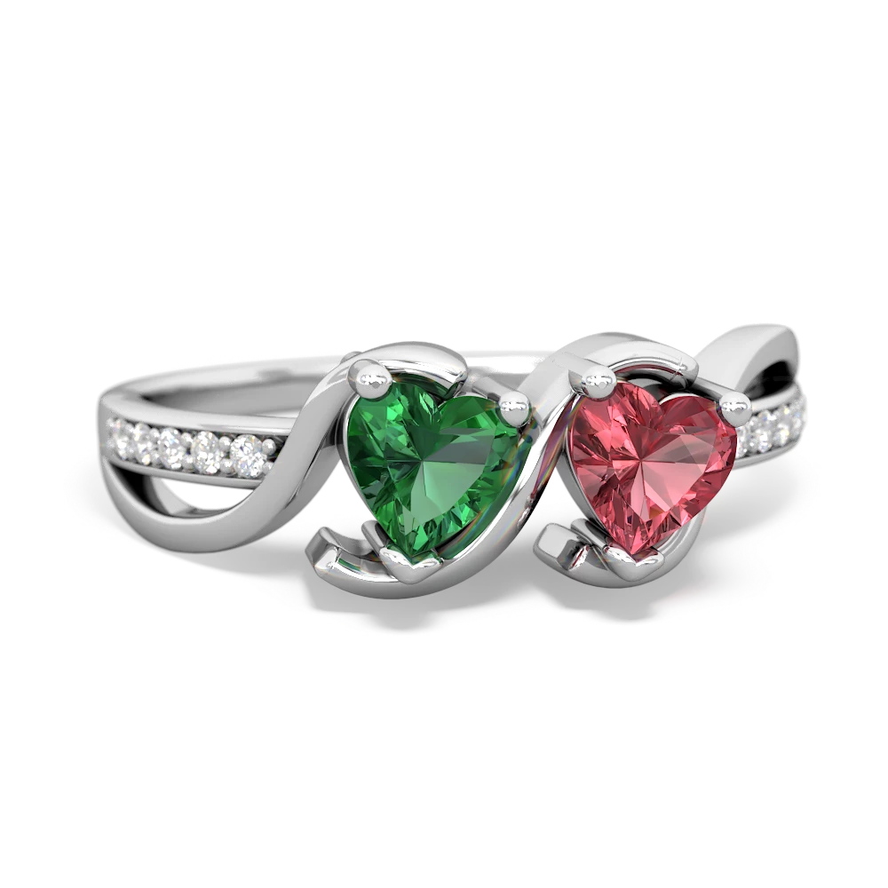 Lab Emerald Side By Side 14K White Gold ring R3090