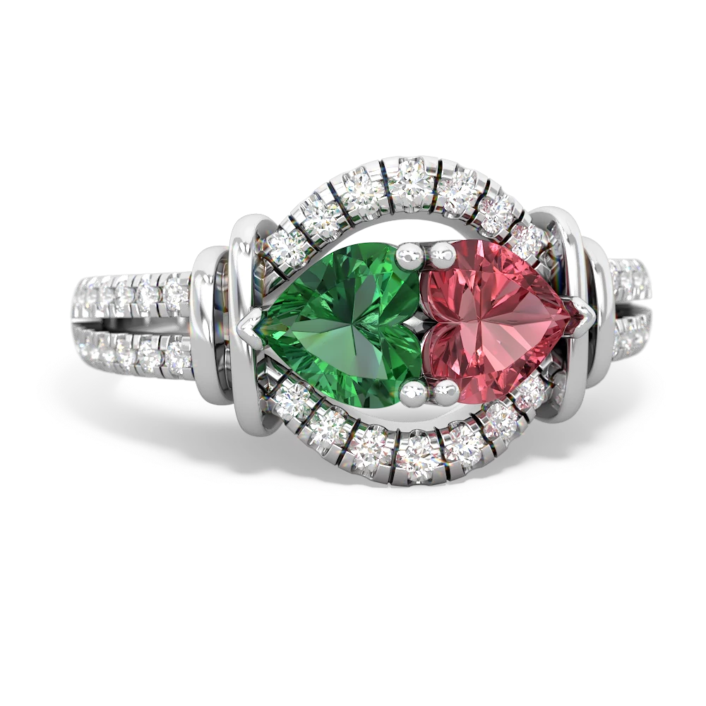 Lab Emerald Art-Deco Keepsake 14K White Gold ring R5630