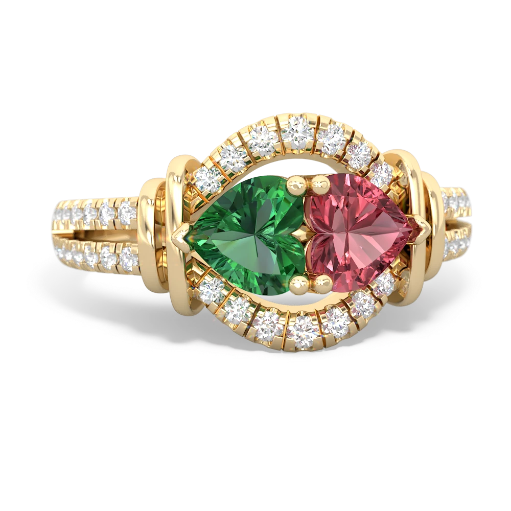 Lab Emerald Art-Deco Keepsake 14K Yellow Gold ring R5630