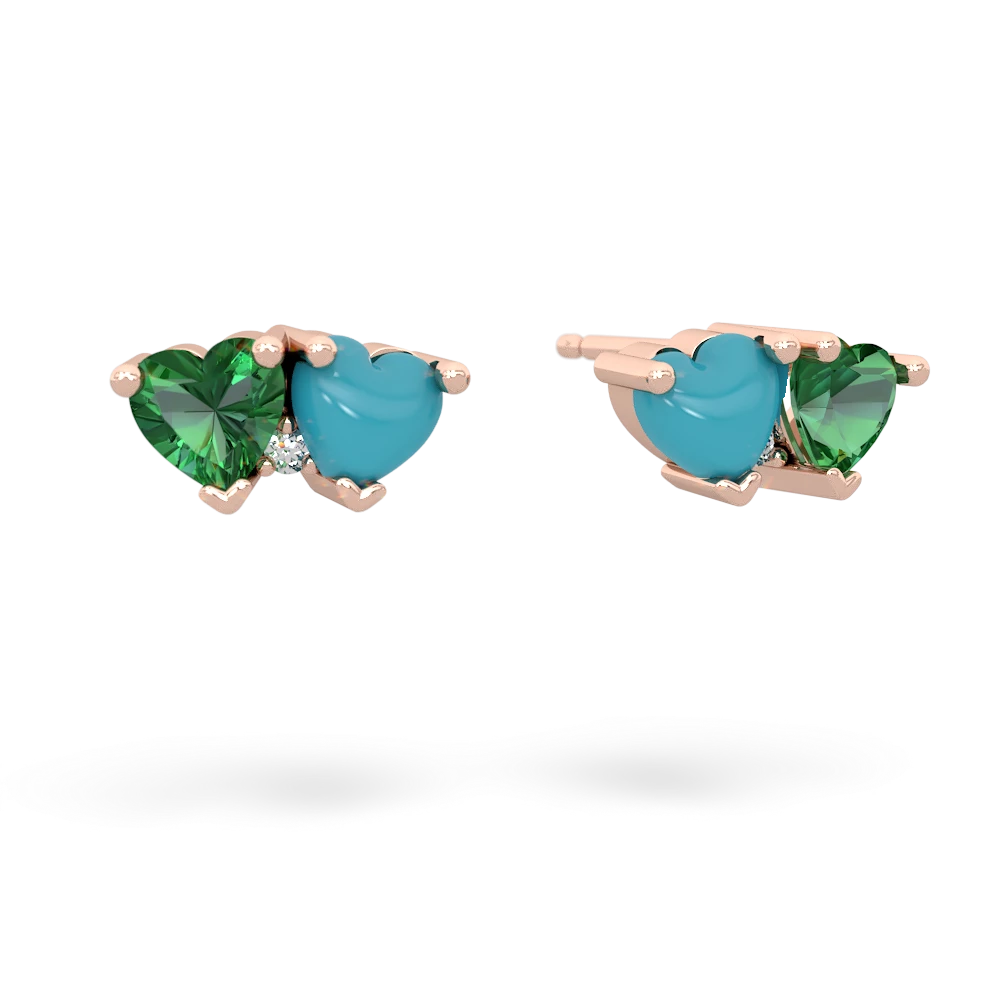 Lab Emerald Sweethearts 14K Rose Gold earrings E5260