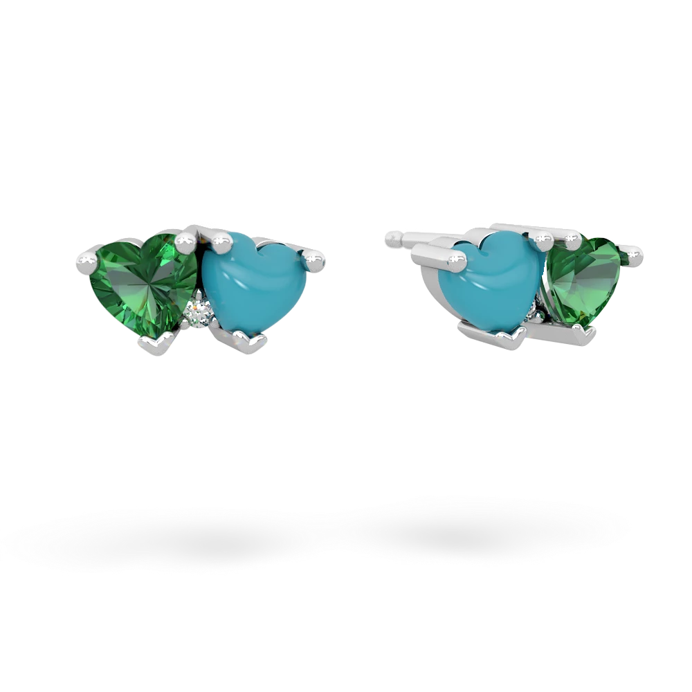 Lab Emerald Sweethearts 14K White Gold earrings E5260