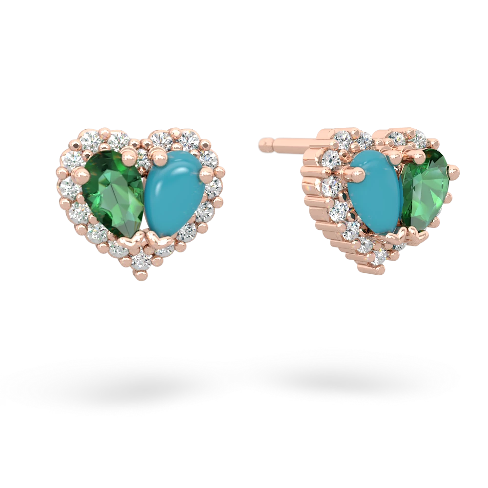 Lab Emerald Halo 14K Rose Gold earrings E7008