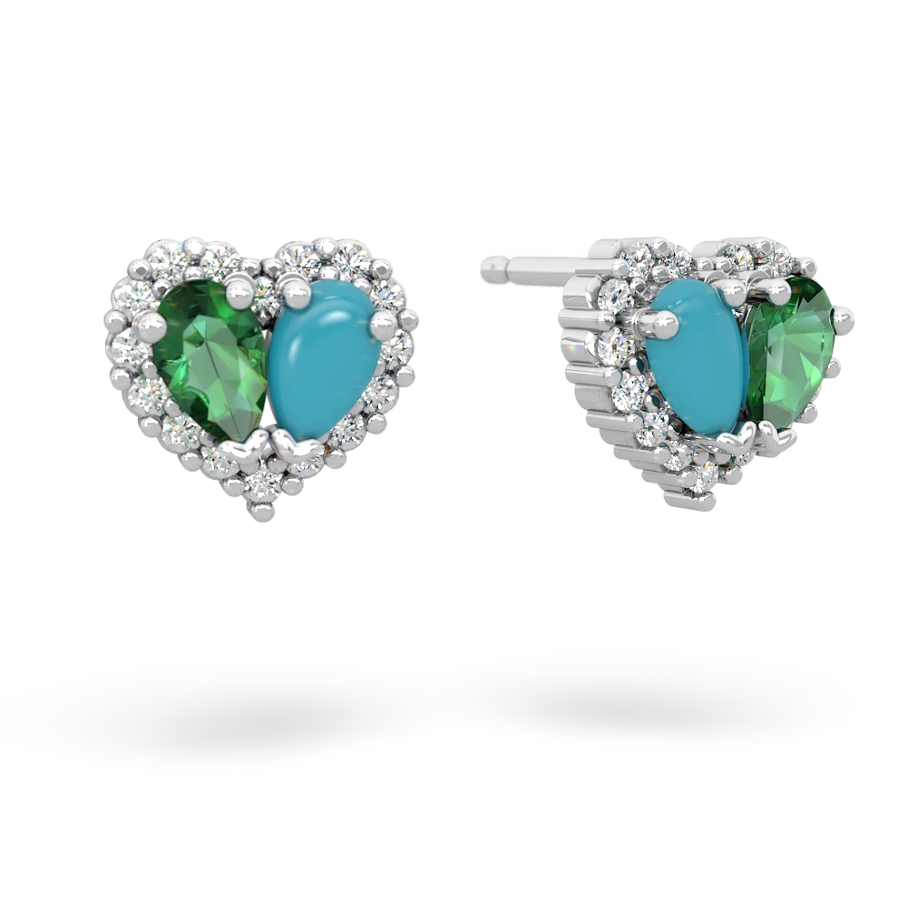 Lab Emerald Halo 14K White Gold earrings E7008