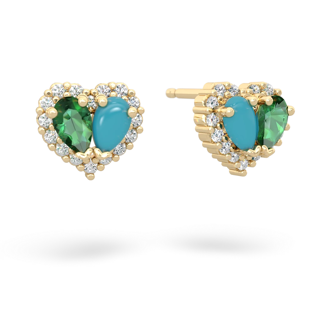 Lab Emerald Halo 14K Yellow Gold earrings E7008