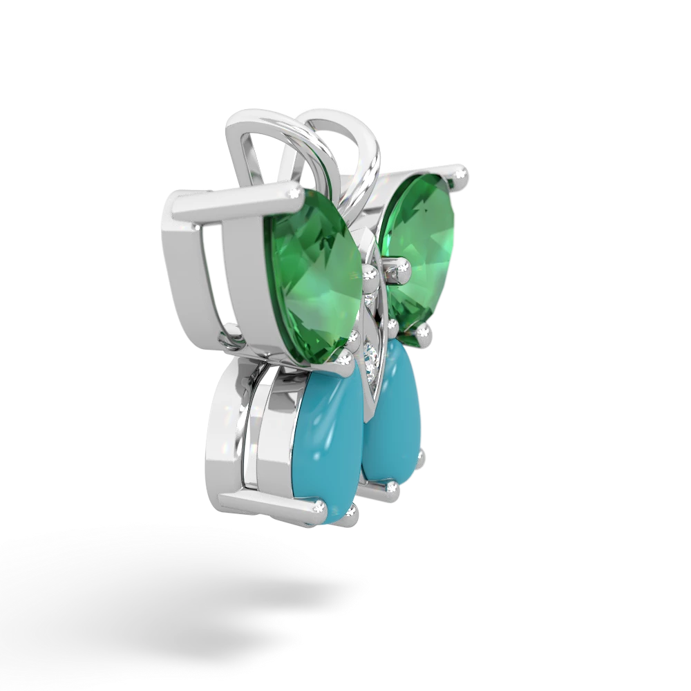 Lab Emerald Butterfly 14K White Gold pendant P2215