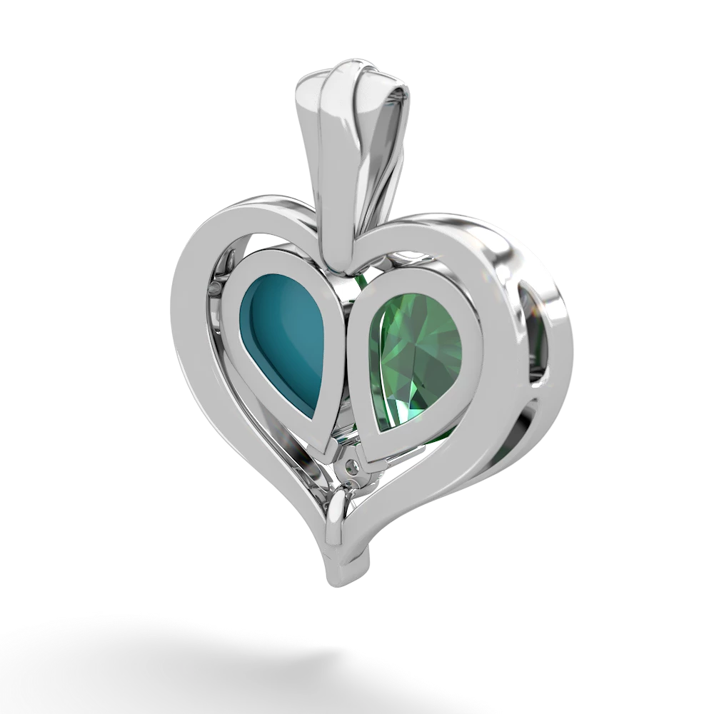 Lab Emerald Two Become One 14K White Gold pendant P5330