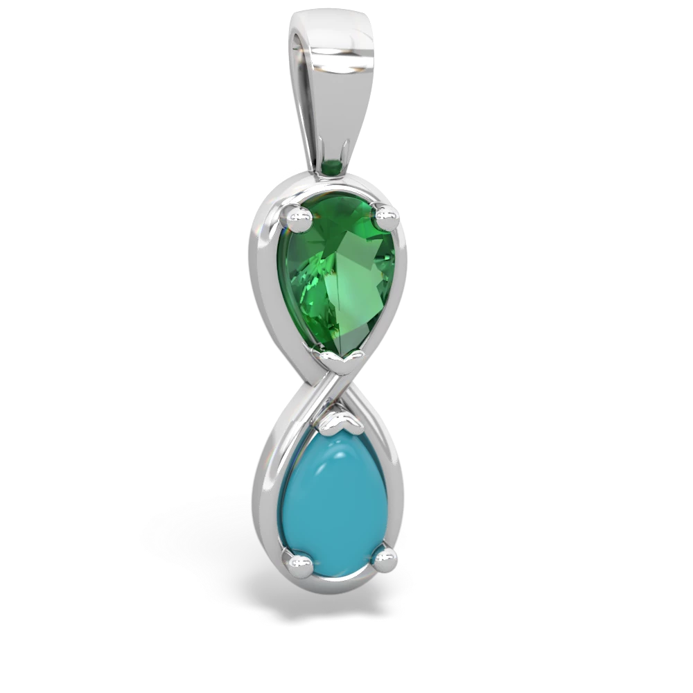 Lab Emerald Infinity 14K White Gold pendant P5050