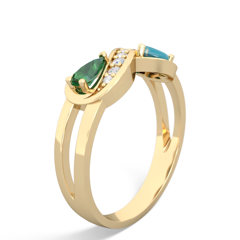 Lab Emerald Diamond Infinity 14K Yellow Gold ring R5390