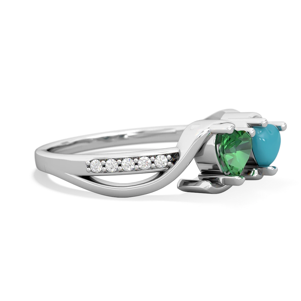 Lab Emerald Side By Side 14K White Gold ring R3090