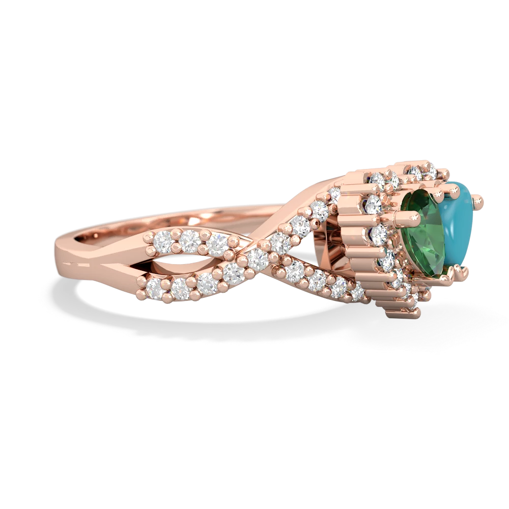 Lab Emerald Diamond Twist 'One Heart' 14K Rose Gold ring R2640HRT