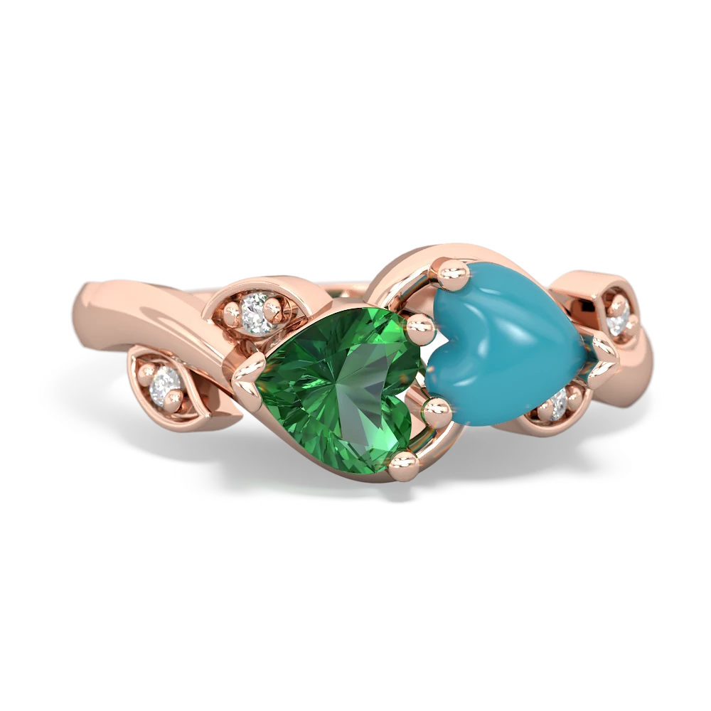 Lab Emerald Floral Elegance 14K Rose Gold ring R5790