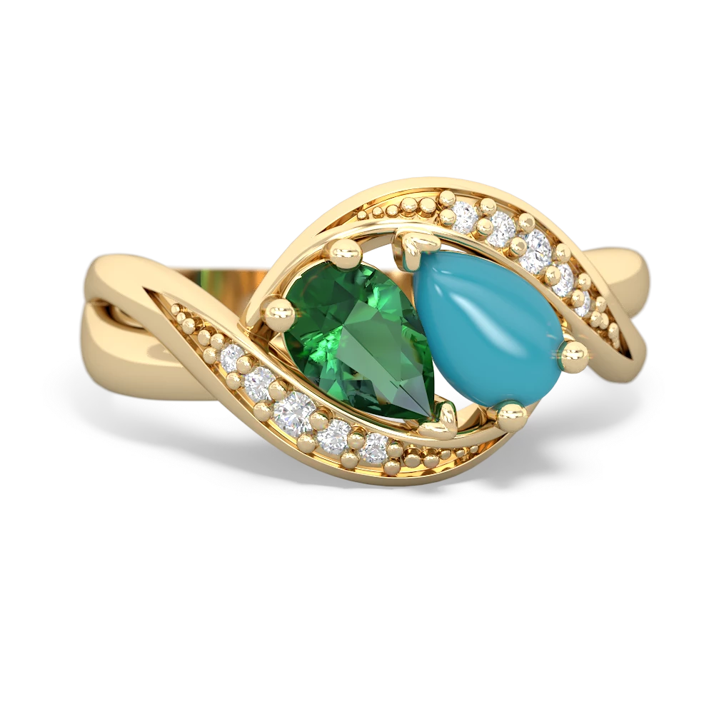 Lab Emerald Summer Winds 14K Yellow Gold ring R5342