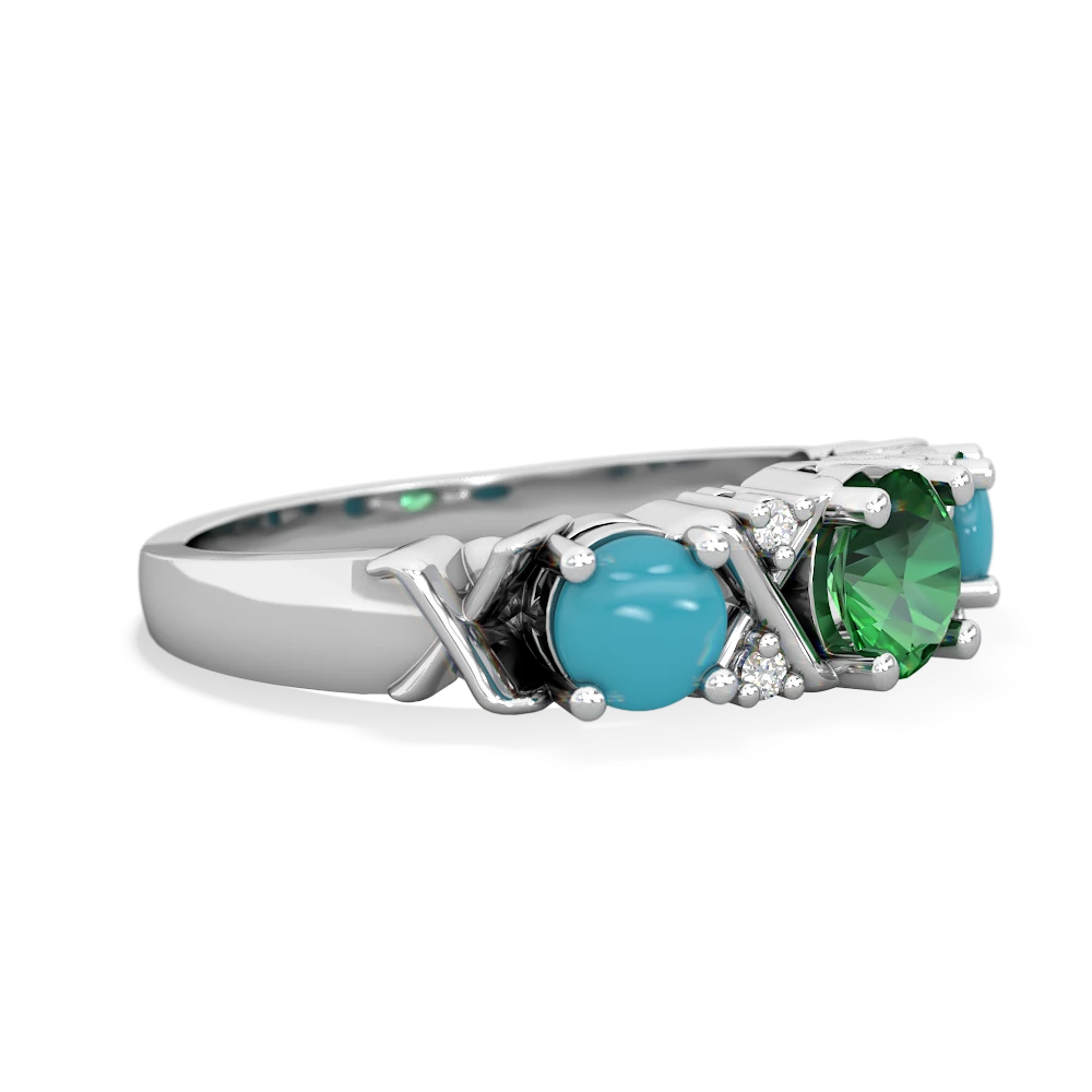 Lab Emerald Hugs And Kisses 14K White Gold ring R5016