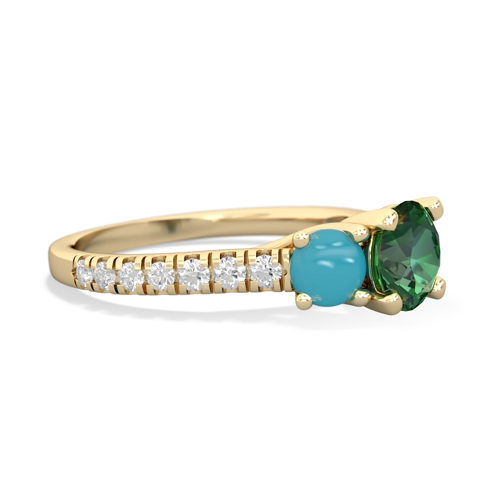 Lab Emerald Pave Trellis 14K Yellow Gold ring R5500