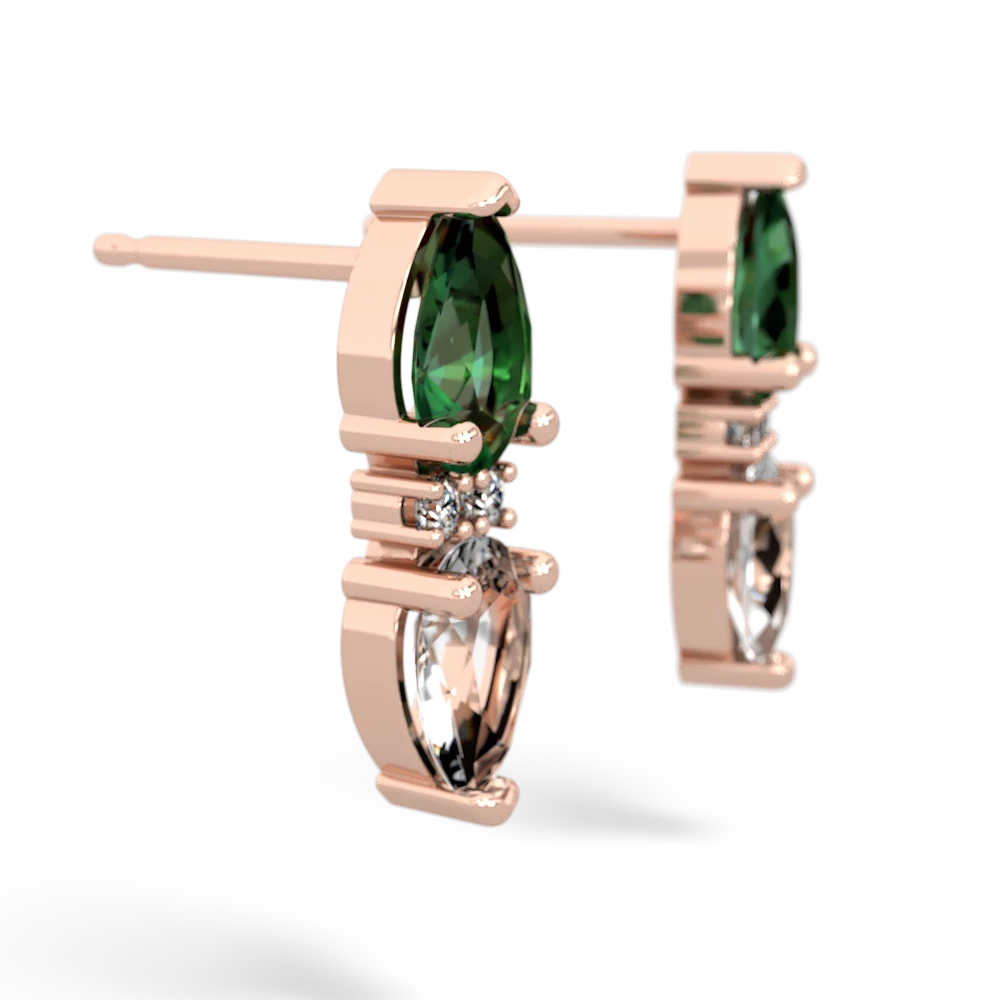 Lab Emerald Bowtie Drop 14K Rose Gold earrings E0865