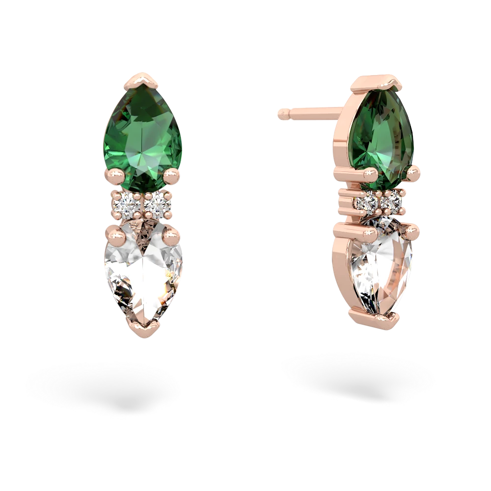 Lab Emerald Bowtie Drop 14K Rose Gold earrings E0865