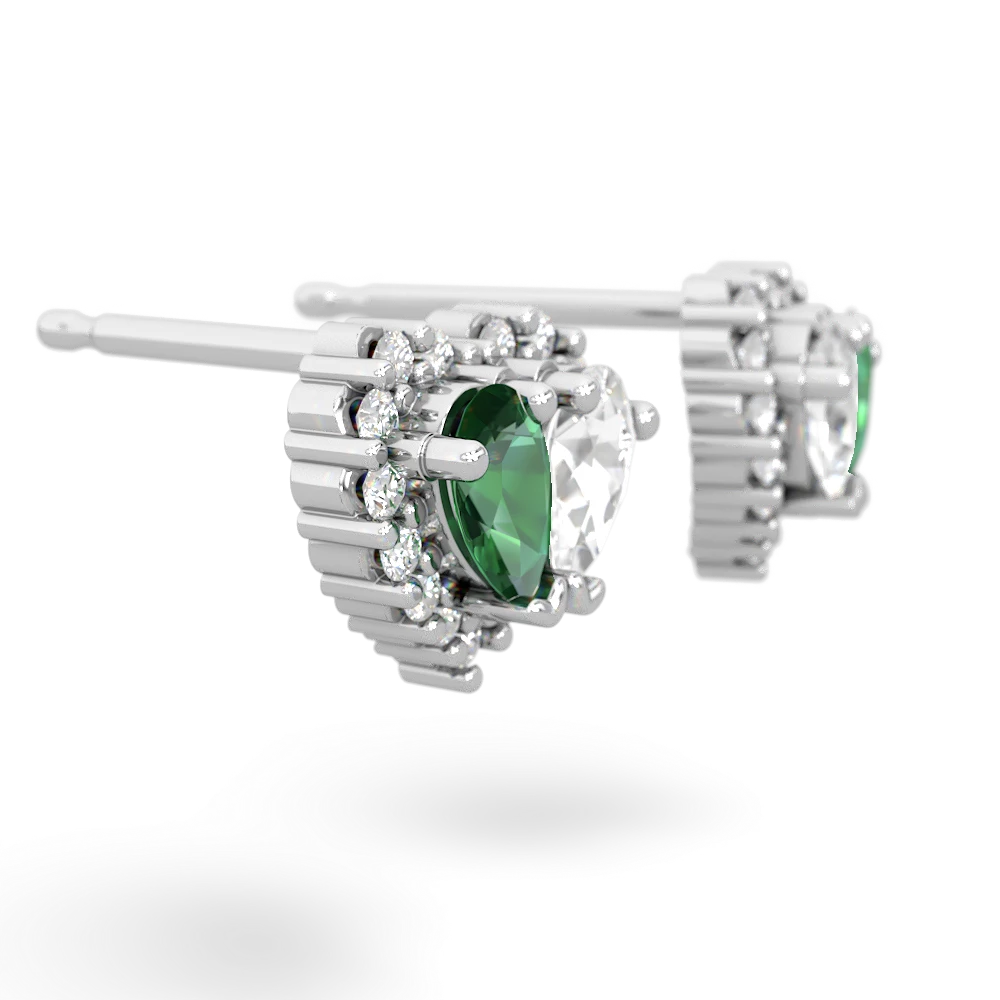 Lab Emerald Halo 14K White Gold earrings E7008