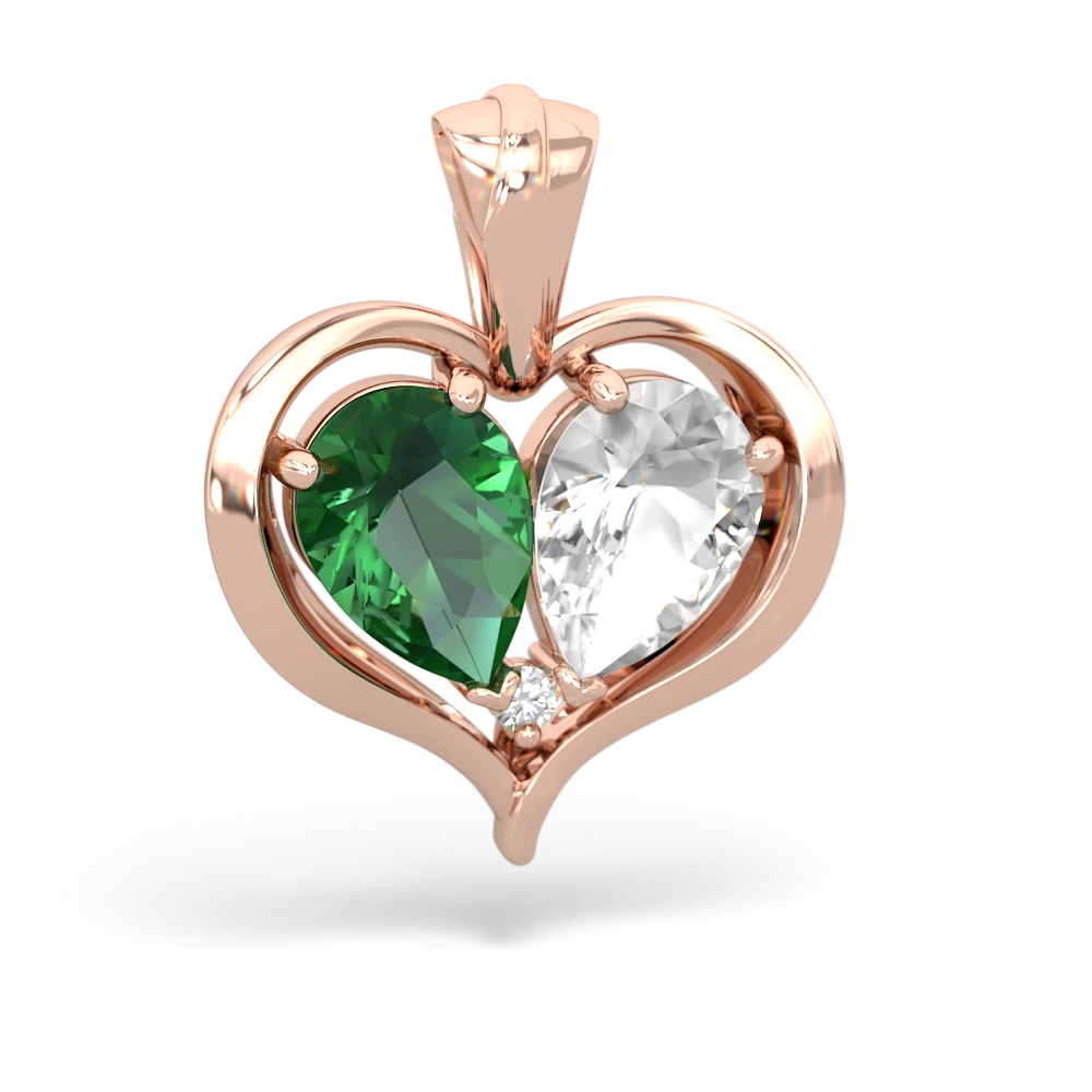 Lab Emerald Two Become One 14K Rose Gold pendant P5330