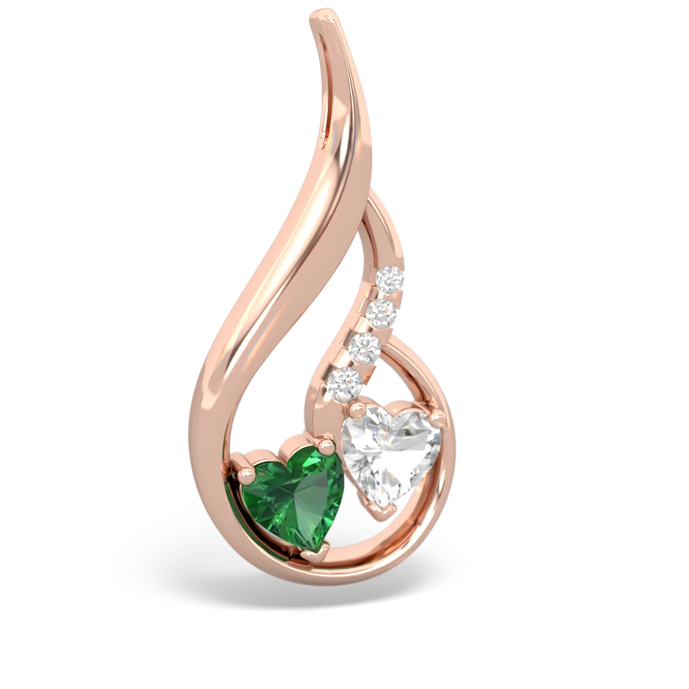 Lab Emerald Keepsake Curves 14K Rose Gold pendant P5450