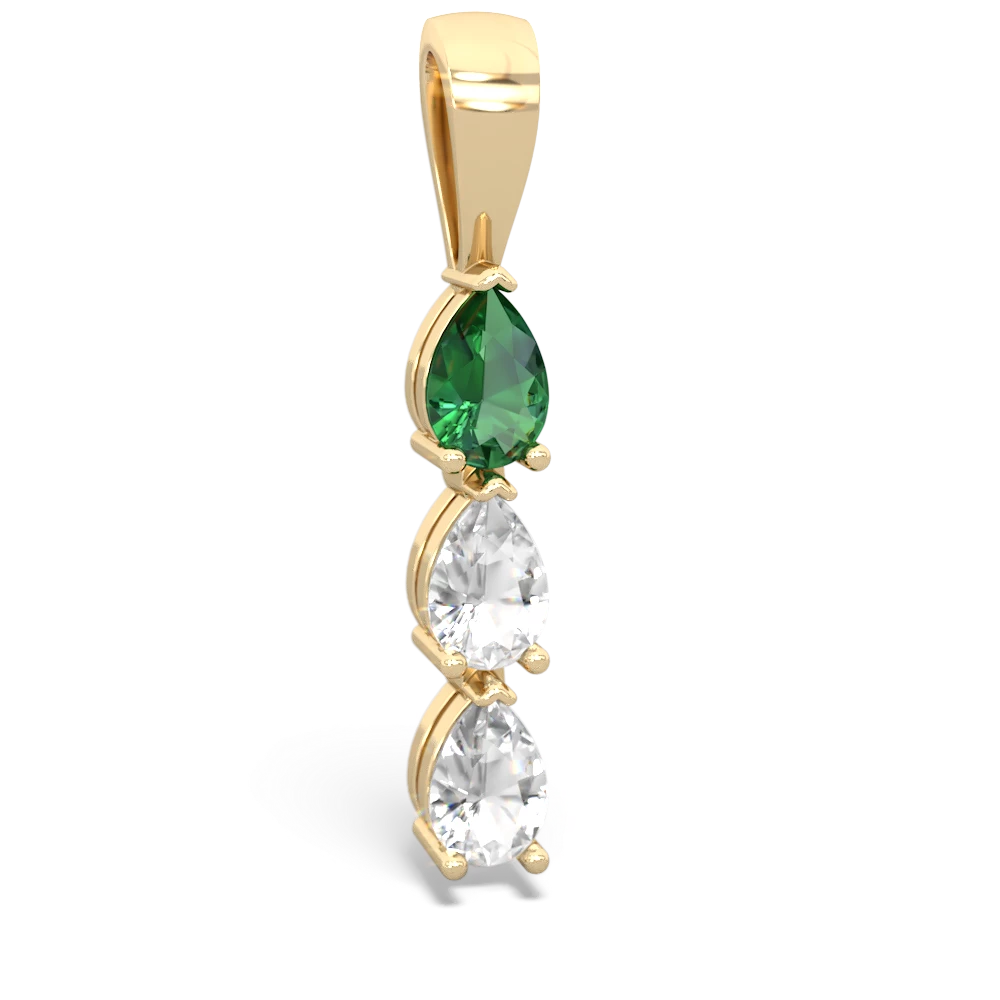 Lab Emerald Dew Drops 14K Yellow Gold pendant P2251