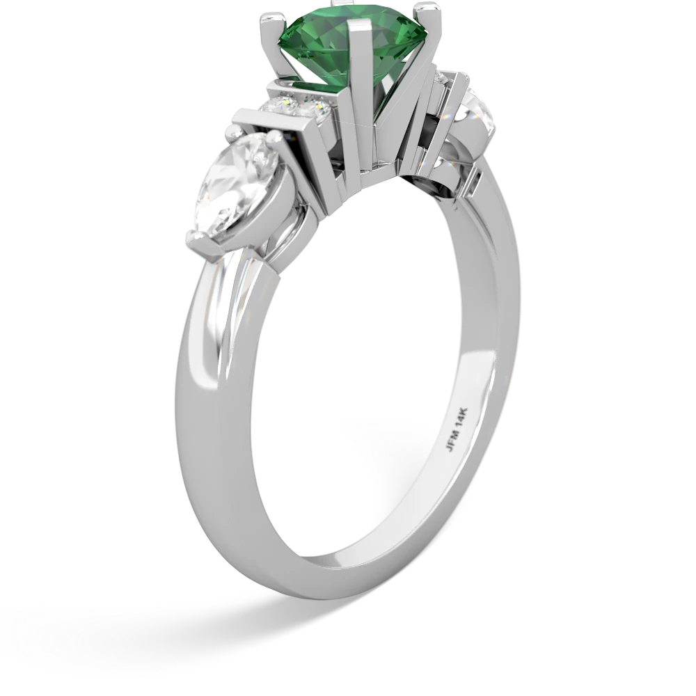 Lab Emerald 6Mm Round Eternal Embrace Engagement 14K White Gold ring R2005