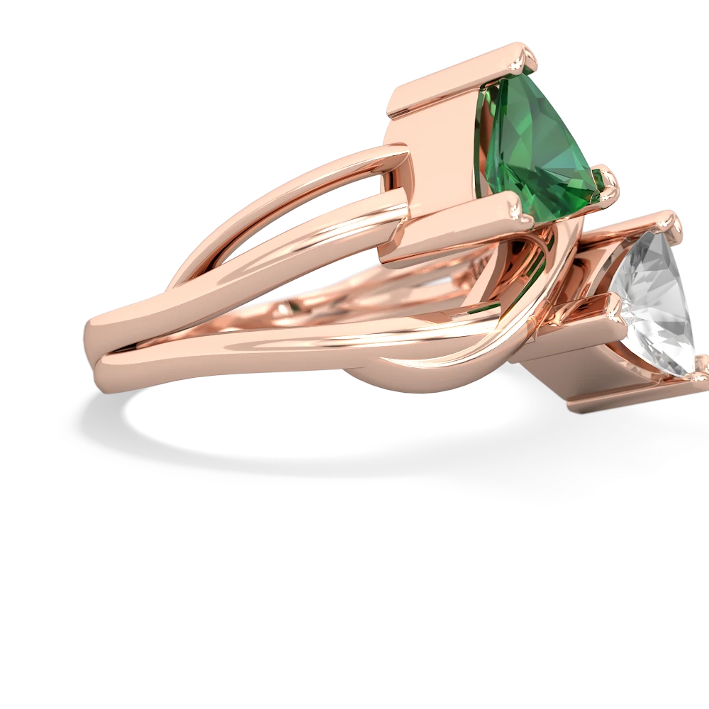 Lab Emerald Split Band Swirl 14K Rose Gold ring R2341