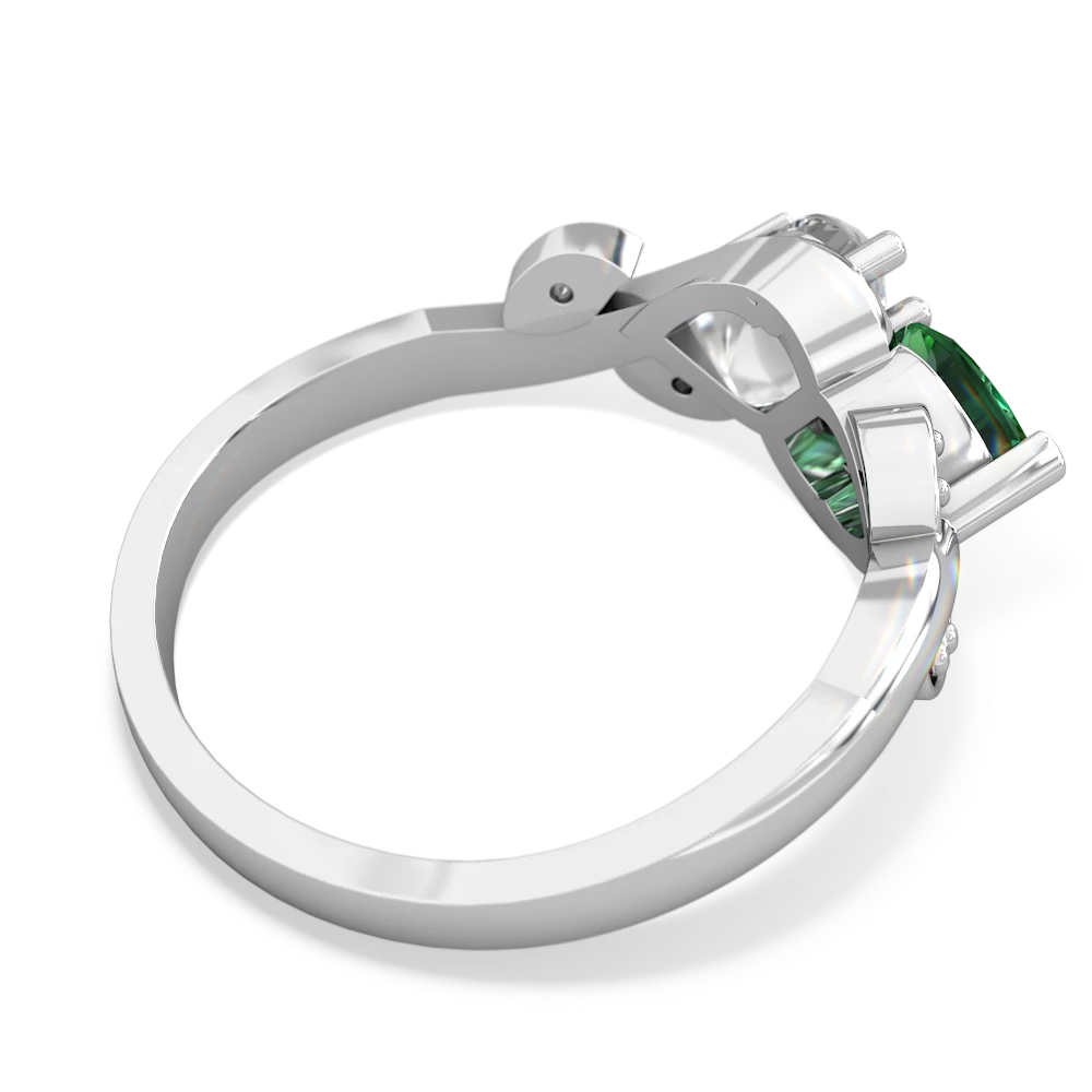 Lab Emerald Floral Elegance 14K White Gold ring R5790