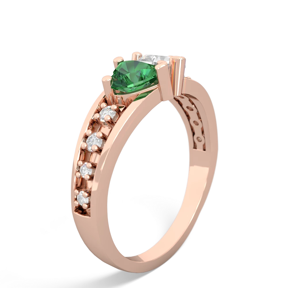 Lab Emerald Heart To Heart 14K Rose Gold ring R3342