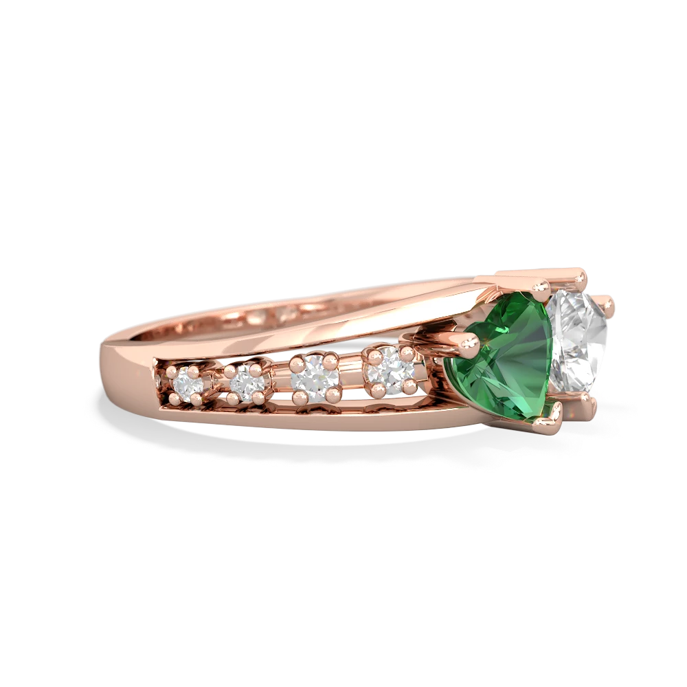 Lab Emerald Heart To Heart 14K Rose Gold ring R3342