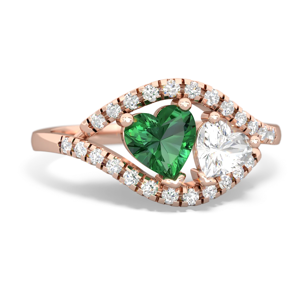 Lab Emerald Mother And Child 14K Rose Gold ring R3010